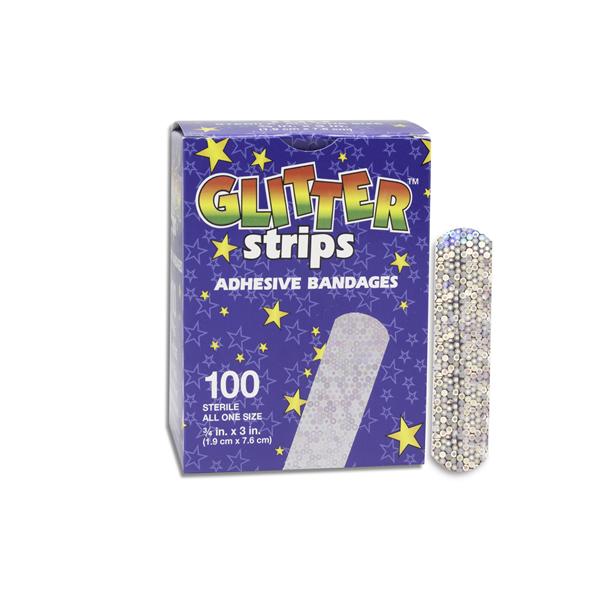 Compare CATEGORY: Medical & Surgical Supplies / Bandages & Tapes / Adhesive Bandage UNSPSC: 42311546 ADDITIONAL ATTRIBUTES Bandage Adhesive Coating 1 Size Glitter Stars and Stripes 100/Bx, 12 BX/CA